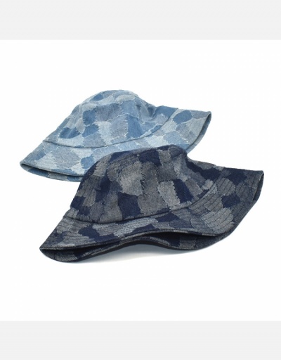 Replica Chic Blue Denim Color Block Unisex Fisherman Hats #798625 $11.00 USD for Wholesale