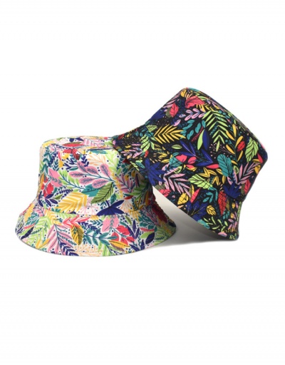 Replica Summer Unisex Leaf Printed Fisherman Hat  #798632 $10.43 USD for Wholesale