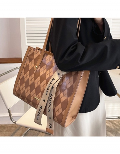  Rhombus Plaid Letter Patch Versatile Shoulder Tote Bag #798692 $26.89 USD, Wholesale Fashion Tote Bag