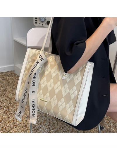 Replica  Rhombus Plaid Letter Patch Versatile Shoulder Tote Bag #798692 $26.89 USD for Wholesale