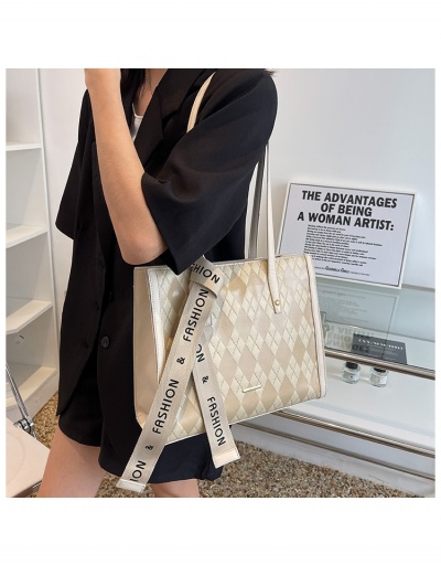 Replica  Rhombus Plaid Letter Patch Versatile Shoulder Tote Bag #798692 $26.89 USD for Wholesale