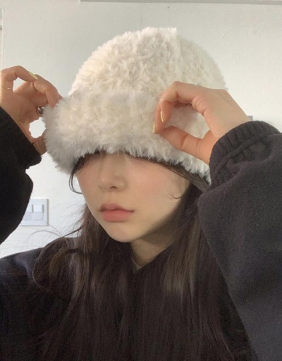 Causal White Fluffy Winter Warmth Unisex Caps #798718 $16.38 USD, Wholesale Fashion Hats