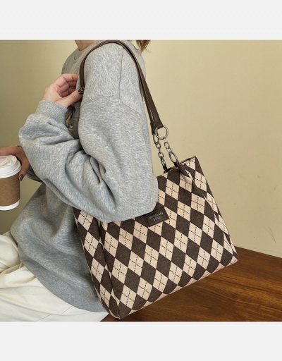 Rhombus Plaid Contrast Color Shoulder Tote Bags #798730 $13.33 USD, Wholesale Fashion Tote Bag