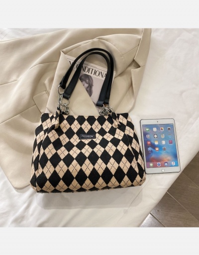 Replica Rhombus Plaid Contrast Color Shoulder Tote Bags #798730 $13.33 USD for Wholesale