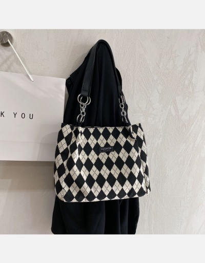 Replica Rhombus Plaid Contrast Color Shoulder Tote Bags #798730 $13.33 USD for Wholesale