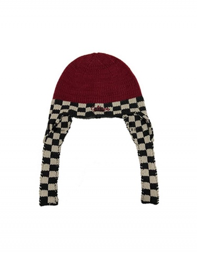 Replica Vintage Contrast Color Plaid Embroidery Knitting Cap #798735 $15.23 USD for Wholesale