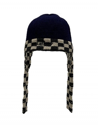 Replica Vintage Contrast Color Plaid Embroidery Knitting Cap #798735 $15.23 USD for Wholesale