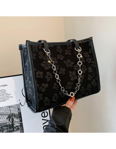 Replica Cute Flower Black Tote Bag For School #798751 $10.53 USD for Wholesale