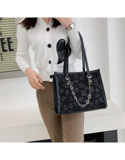 Replica Cute Flower Black Tote Bag For School #798751 $10.53 USD for Wholesale