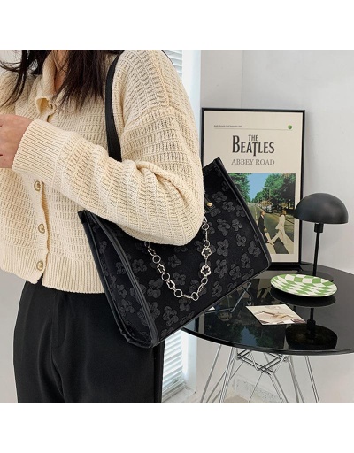 Replica Cute Flower Black Tote Bag For School #798751 $10.53 USD for Wholesale