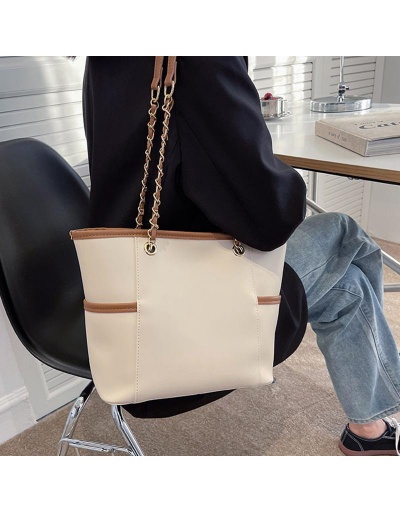 Replica Trendy Chain Contrast Color Tote Bag For Work #798764 $22.75 USD for Wholesale