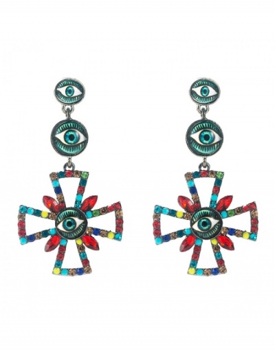  Versatile Fashion Multicolored Hollowed-out Diamond Earrings  #798768 $8.13 USD, Wholesale Fashion Earrings