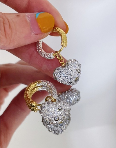 Elegant Ladies Rhinestone Heart Pendant Earrings #798775 $9.00 USD, Wholesale Fashion Earrings