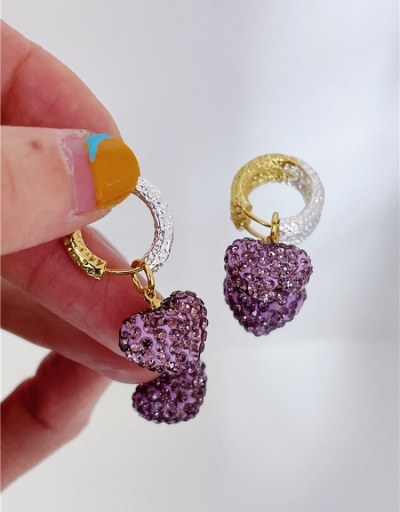 Replica Elegant Ladies Rhinestone Heart Pendant Earrings #798775 $9.00 USD for Wholesale