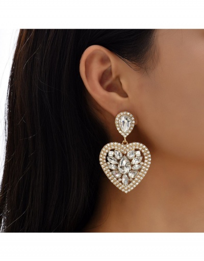 Ladies  Personality Rhinestone Heart Pendant Earrings #798810 $9.46 USD, Wholesale Fashion Earrings