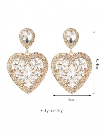 Replica Ladies  Personality Rhinestone Heart Pendant Earrings #798810 $9.46 USD for Wholesale