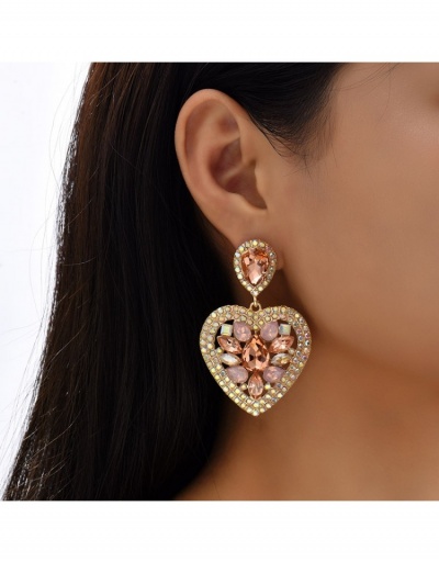 Replica Ladies  Personality Rhinestone Heart Pendant Earrings #798810 $9.46 USD for Wholesale