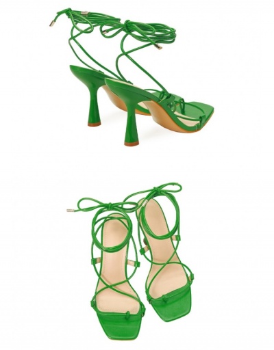 Replica Ladies Square Toe Lace Up Heeled Sandals #798815 $39.15 USD for Wholesale