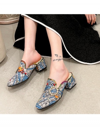 Replica  Summer Fashion Rhinestone Embroidery Block Heel Women's Shoes #798822 $22.43 USD for Wholesale