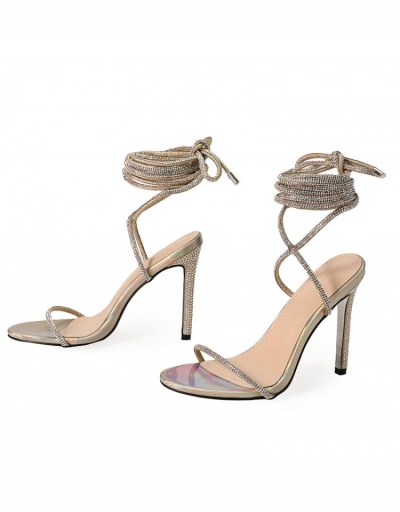 Replica Sexy Ladies Rhinestone  Lace Up Stiletto  Heeled Sandals  #798837 $47.32 USD for Wholesale