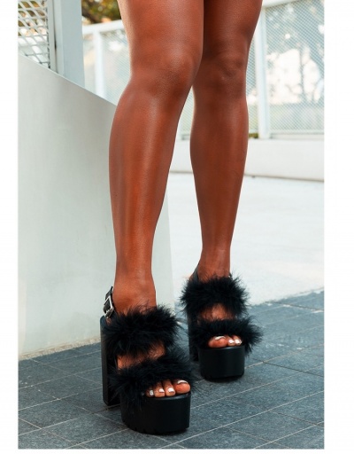 Replica Women Fashion Furry Chunky Ankle Strap Heels  #798844 $50.70 USD for Wholesale