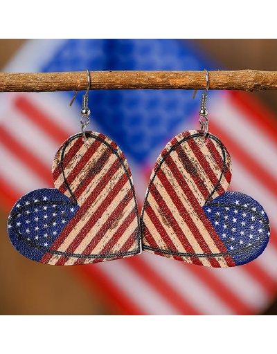 Replica Ladies American Flag Pattern Heart Pendant Earrings #798859 $8.12 USD for Wholesale