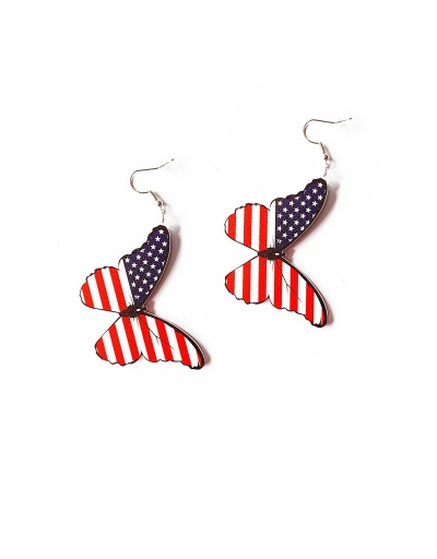  Butterfly Pattern  American Flag Chic Cute Pendant Earrings #798881 $5.56 USD, Wholesale Fashion Earrings