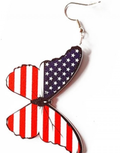 Replica  Butterfly Pattern  American Flag Chic Cute Pendant Earrings #798881 $5.56 USD for Wholesale