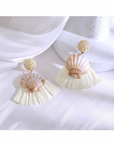 Ladies  Retro Bohemian Shell Fan-Shaped Pendant  Earrings #798891 $7.28 USD, Wholesale Fashion Earrings