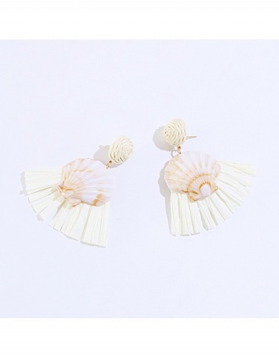 Replica Ladies  Retro Bohemian Shell Fan-Shaped Pendant  Earrings #798891 $7.28 USD for Wholesale