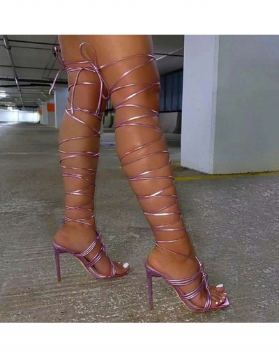 Replica Sexy  Square Toe Stiletto  Lace Up Heeled Sandals  #798907 $44.17 USD for Wholesale