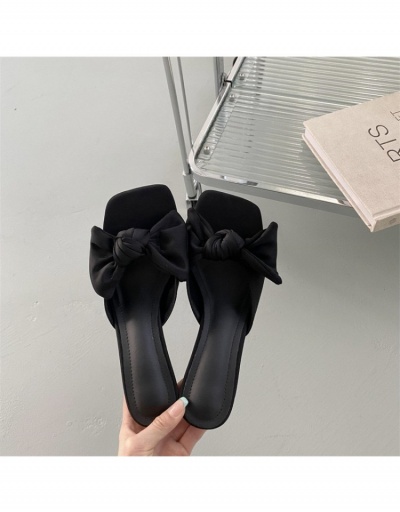 Replica Street Bow White Square Toe Mid-heeled Slippers #798930 $40.04 USD for Wholesale