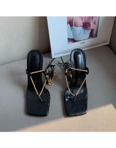 Replica Sexy Ladies Black Chain Stiletto  Lace Up Heeled Sandals  #798934 $50.37 USD for Wholesale