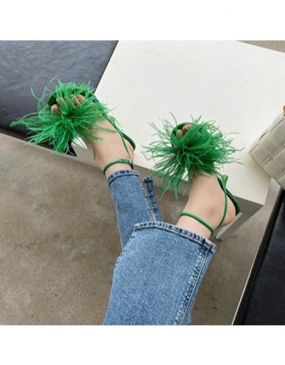 Replica  Sexy Ankle Strap Feather Pure Color Women's Heels #798940 $27.59 USD for Wholesale