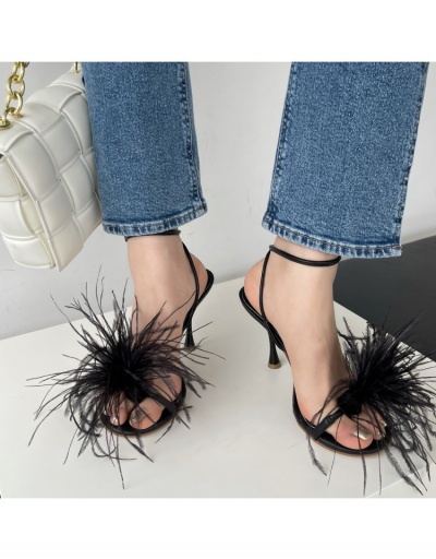 Replica  Sexy Ankle Strap Feather Pure Color Women's Heels #798940 $27.59 USD for Wholesale