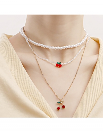  Faux Pearl Cherry Pendant Design Necklace #798956 $5.30 USD, Wholesale Fashion Necklaces