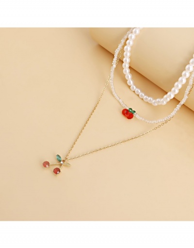 Replica  Faux Pearl Cherry Pendant Design Necklace #798956 $5.30 USD for Wholesale