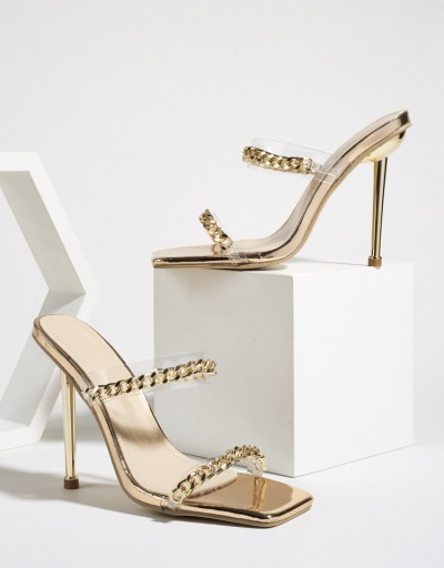  Foreign Golden Square Toe High Heels For Women #798957 $40.56 USD, Wholesale Fashion Heels