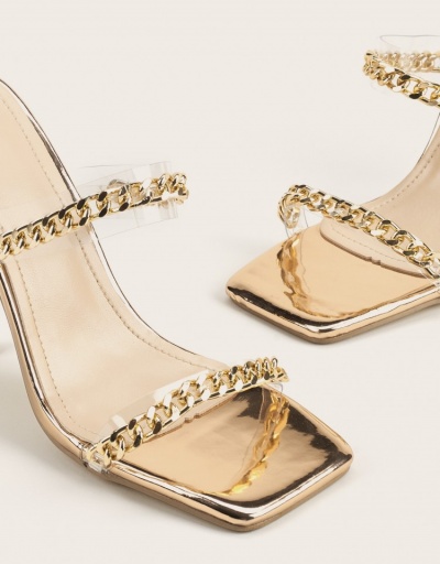 Replica  Foreign Golden Square Toe High Heels For Women #798957 $40.56 USD for Wholesale