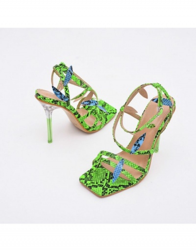 Replica  Patent Leather Square Toe Green Leaf Women's High Heel #798968 $38.61 USD for Wholesale