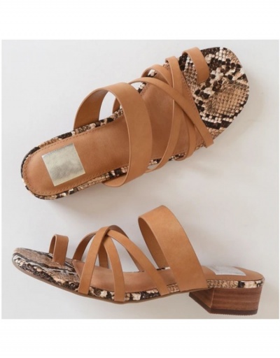 Replica  Snake Print Crisscross Heels Sandals #798971 $23.11 USD for Wholesale