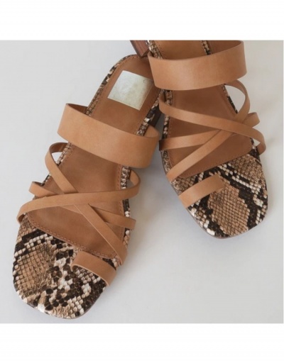 Replica  Snake Print Crisscross Heels Sandals #798971 $23.11 USD for Wholesale