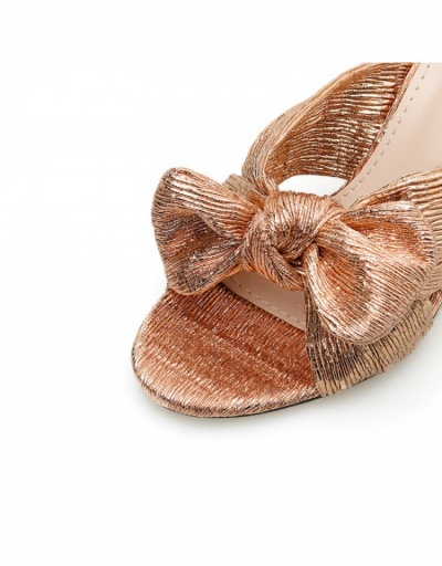 Replica PVC Fashion Casual Bow Golden Women's High Heels #798981 $40.01 USD for Wholesale