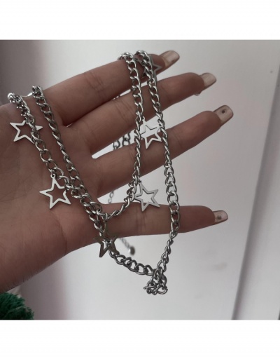 Replica Hollow Out Star Pendant Stainless Steel Necklace #798989 $13.52 USD for Wholesale