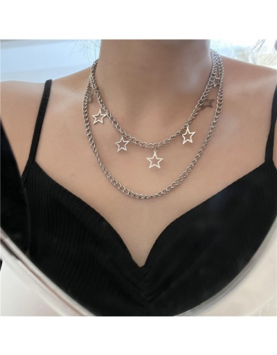 Replica Hollow Out Star Pendant Stainless Steel Necklace #798989 $13.52 USD for Wholesale