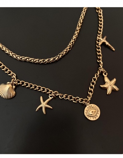 Replica Stainless Steel Starfish Shell Cross Pendant Necklace #798992 $15.42 USD for Wholesale