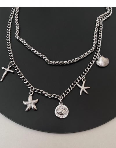 Replica Stainless Steel Starfish Shell Cross Pendant Necklace #798992 $15.42 USD for Wholesale