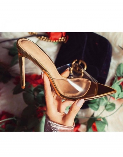 Replica  Women's Fashion Stiletto Pointed Golden Slip On Heels #798997 $36.04 USD for Wholesale