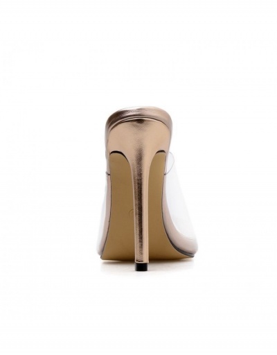 Replica  Women's Fashion Stiletto Pointed Golden Slip On Heels #798997 $36.04 USD for Wholesale