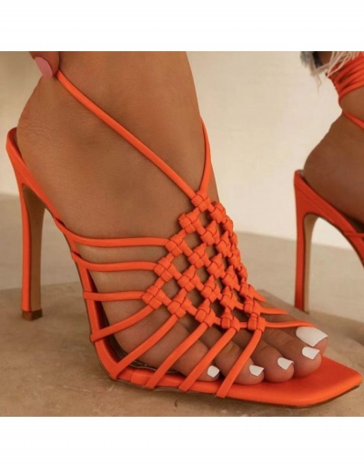 Replica  PU Hollowed Out Ankle Strap Heels #799001 $42.78 USD for Wholesale